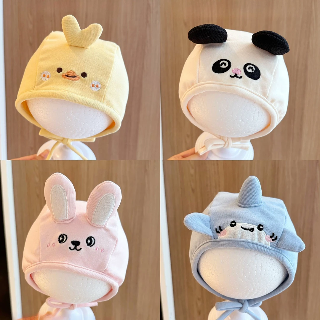 可爱婴幼儿护耳帽秋冬季薄款户外防风保暖包头帽卡通超萌宝宝胎帽
