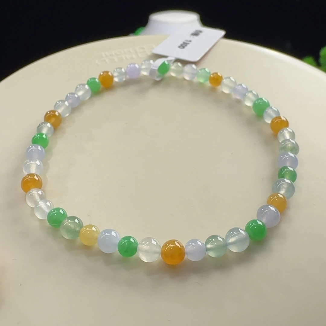 翡翠未镶嵌手链多宝小米单圈卡4-4.5mm