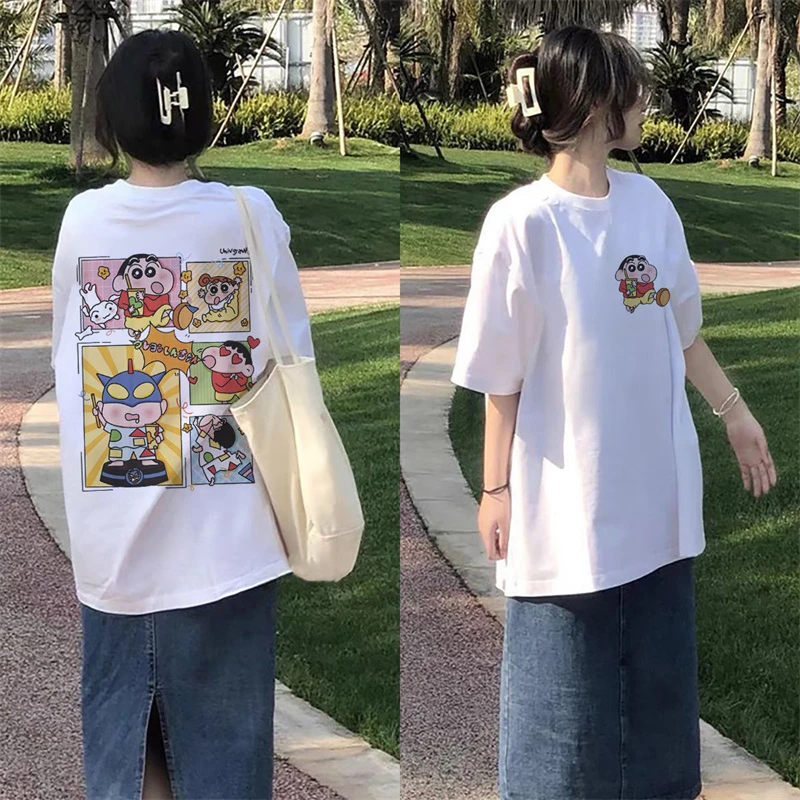 美式港风蜡笔小新印花短袖t恤男女2025夏季新款小众宽松百搭上衣