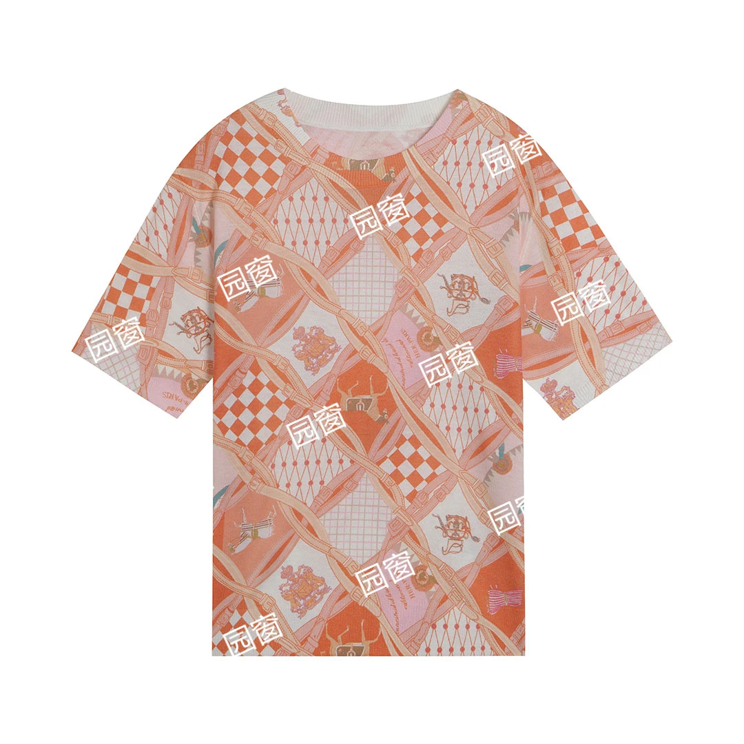 5864时尚彩绘活性染蚕丝羊毛针织上衣384