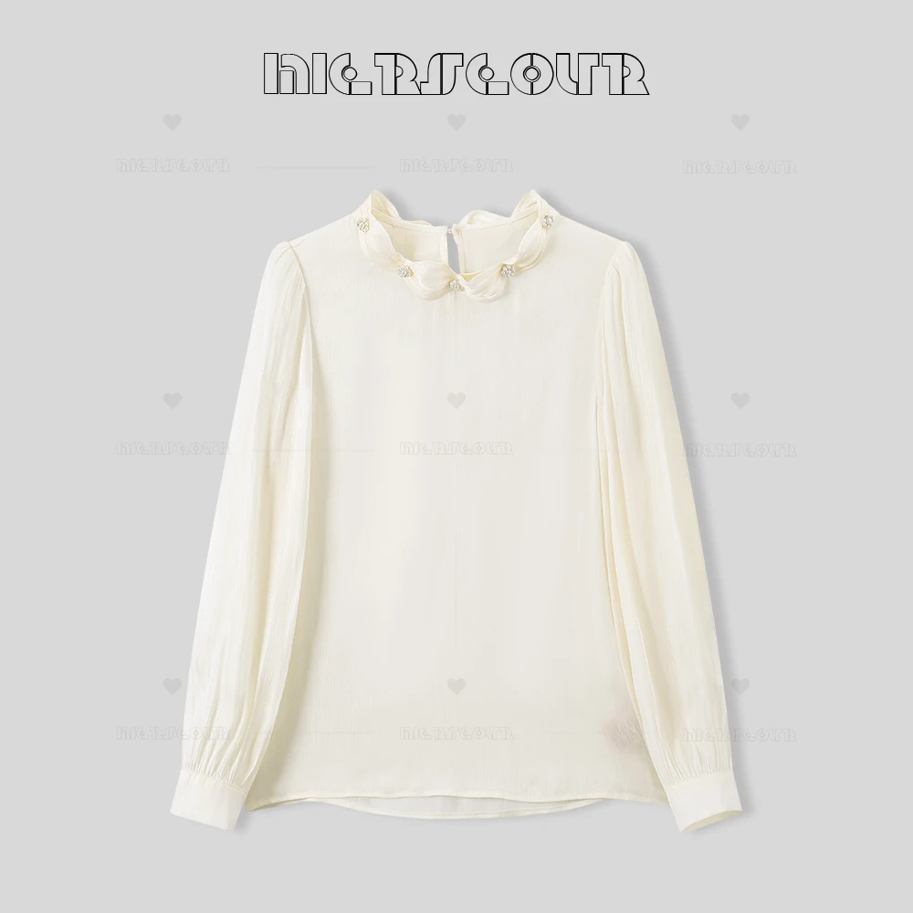 新款温柔风花边领气质衬衫上衣59903