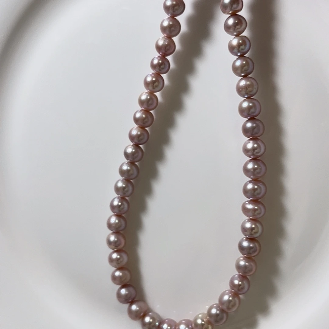 未镶嵌淡水珍珠项链8.5左右紫色近圆皮光细腻光滑