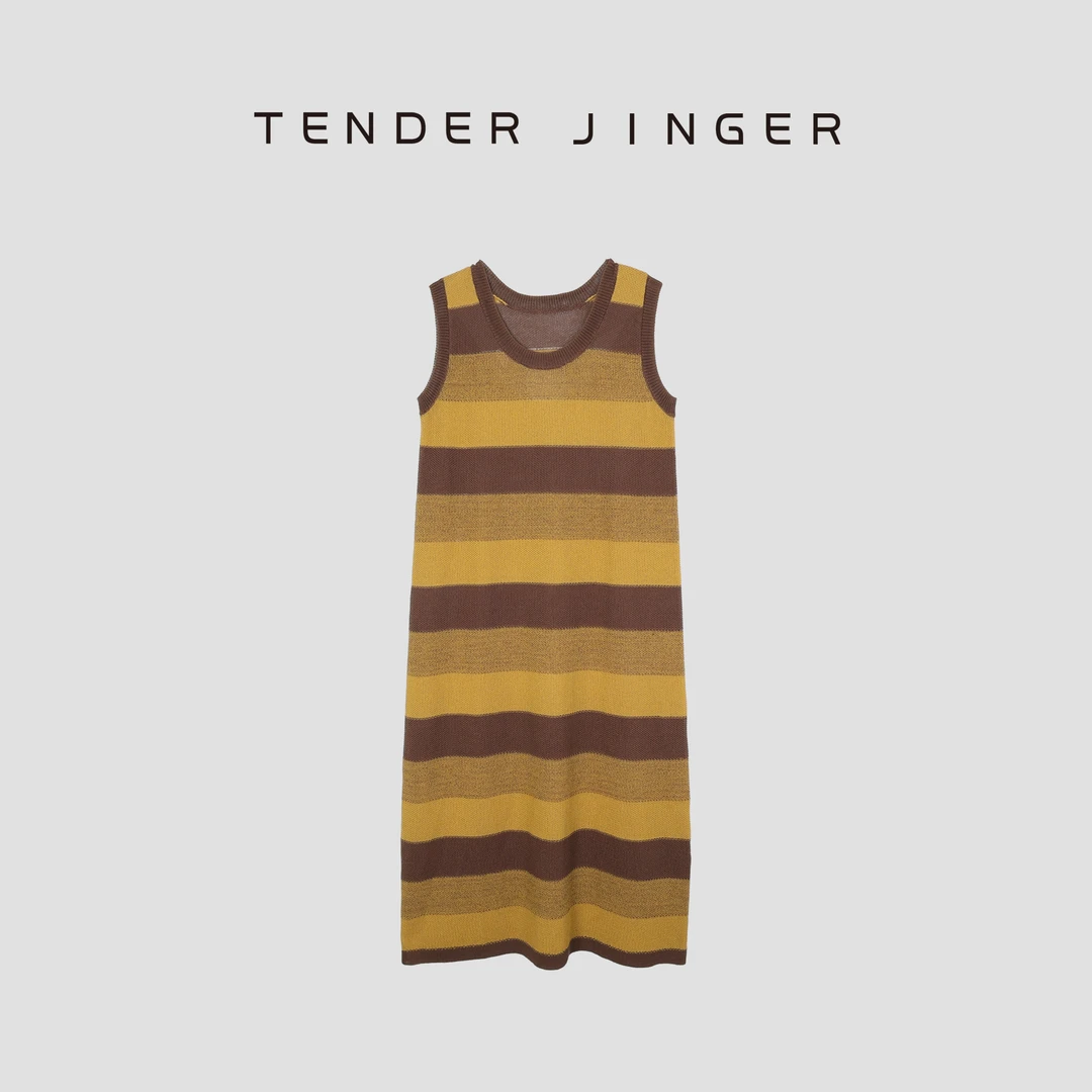 Tender Jinger【专柜】简约条纹拼色针织背心裙T52SZZ80554