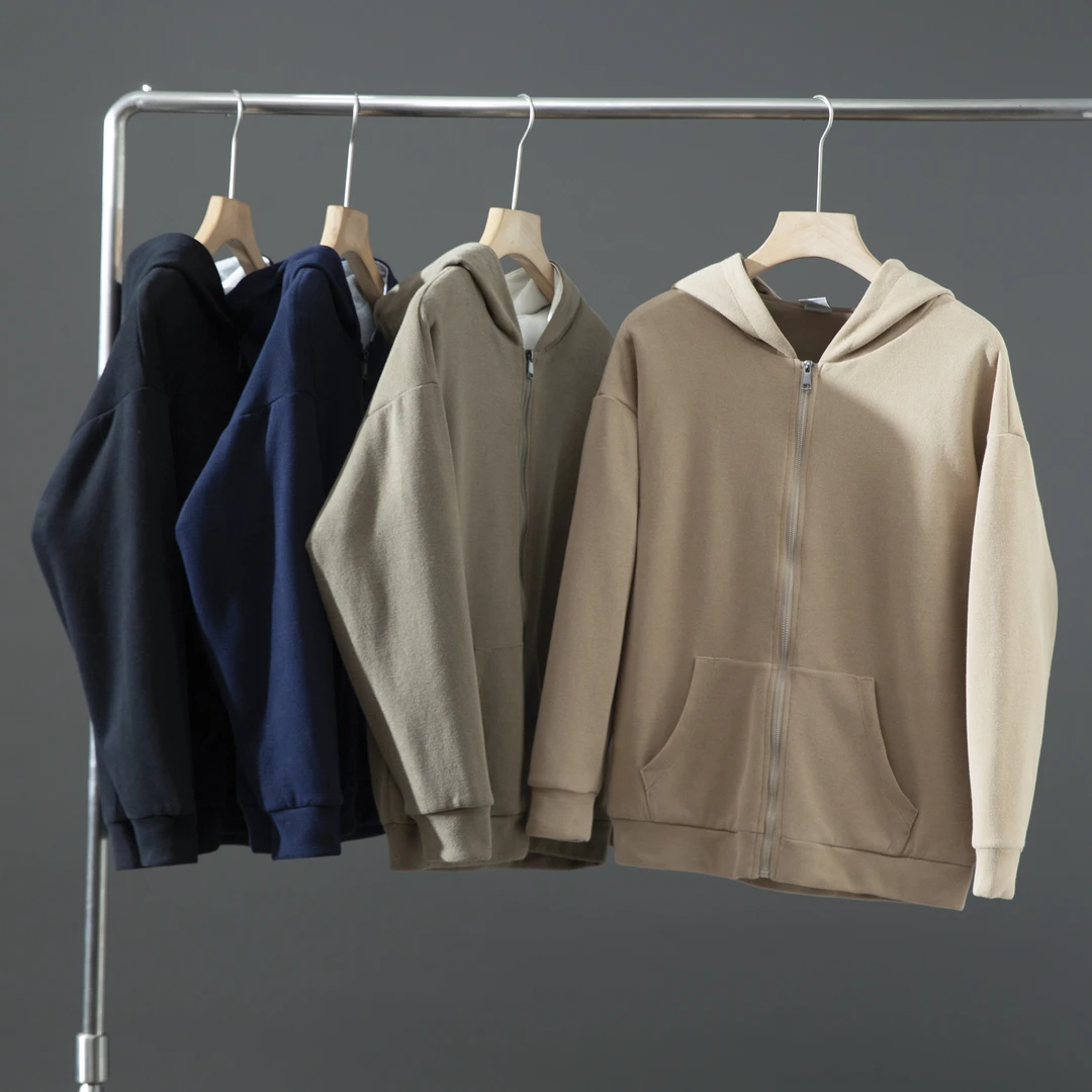 春秋新款高端拉链卫衣长袖外套休闲百搭宽松潮牌纯色运动时尚连帽