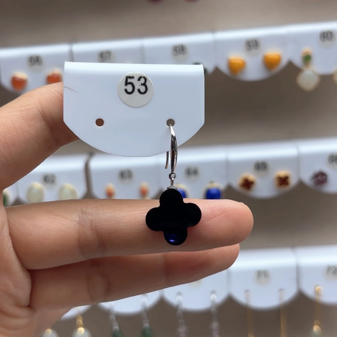 和田玉银S925镶嵌耳饰