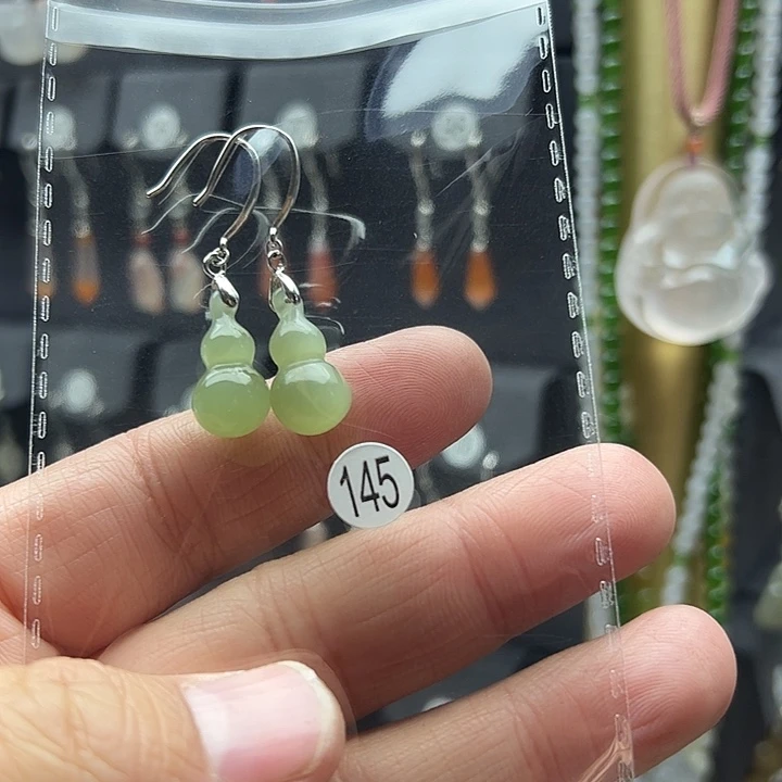 和田玉耳饰银S925镶嵌?****?