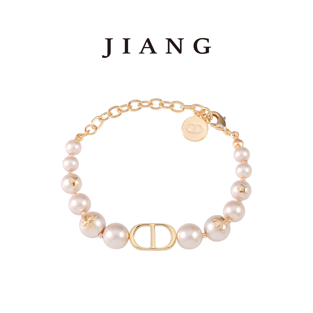 铜合金仿珍珠手链 CNC精工 锆石粉紫色猪鼻子手链  B3079