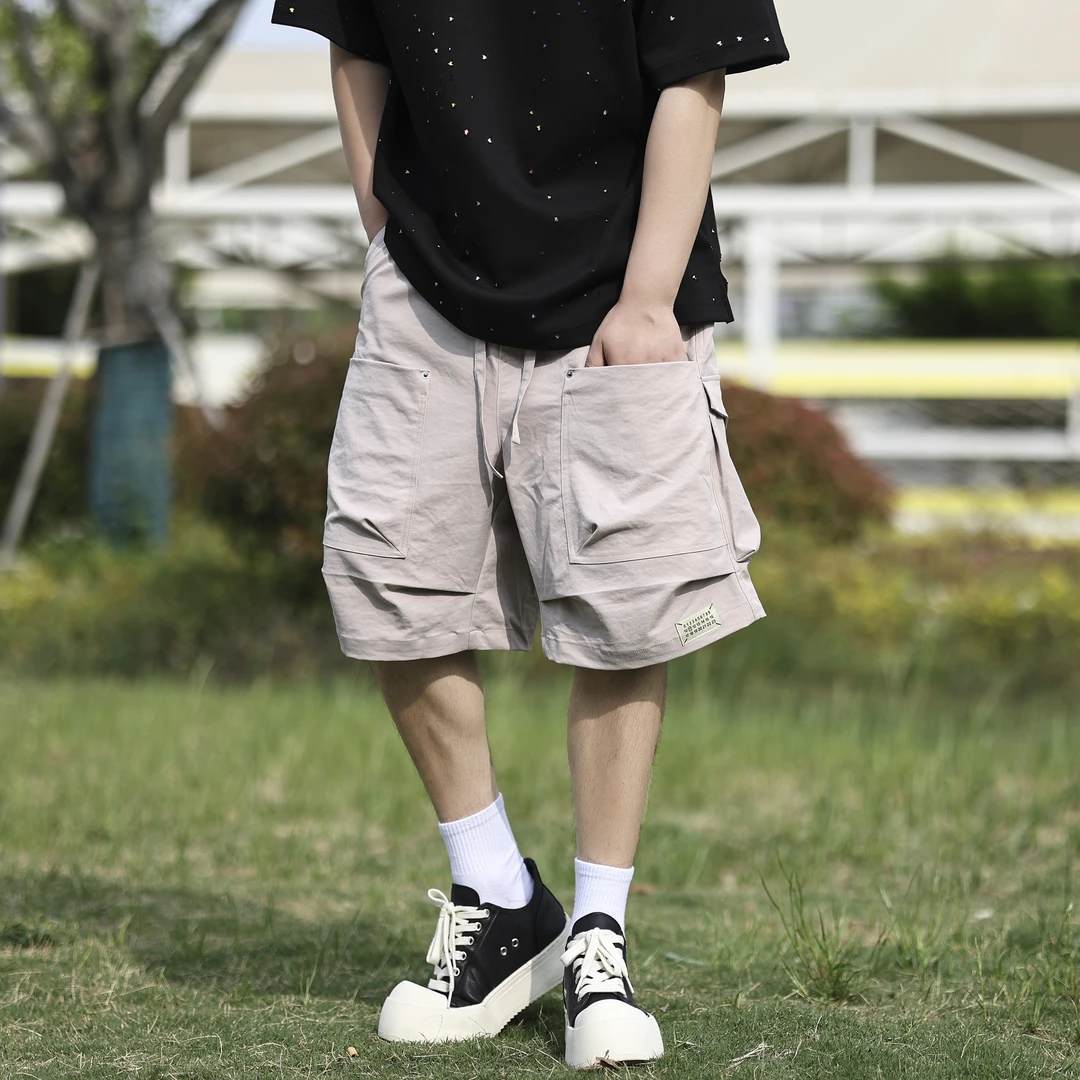 夏季设计师结构立体工装大口袋男士中裤多口袋宽松百搭五分短裤