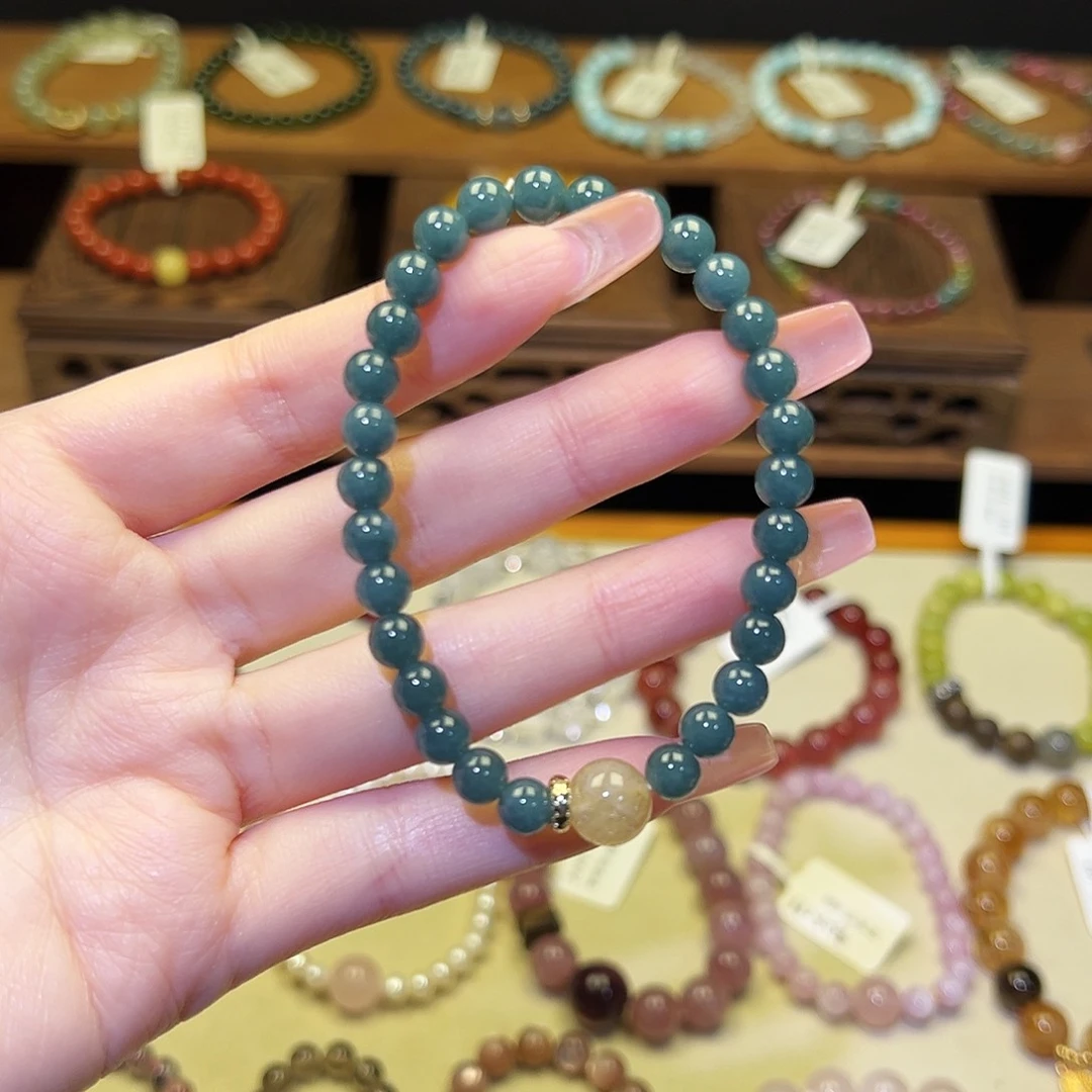 手串水晶银S925镀金镶嵌蓝1184