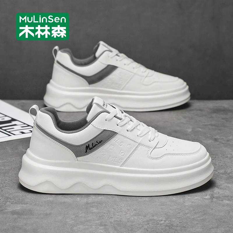 木林森板鞋男款2025新款冬季潮流厚底耐磨增高运动休闲小白潮鞋