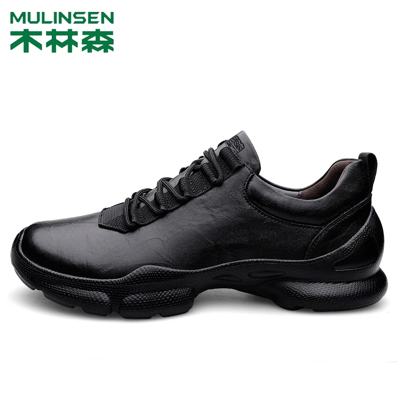木林森运动商务秋冬款男鞋时尚轻便通勤鞋头层牛皮真皮新款软底