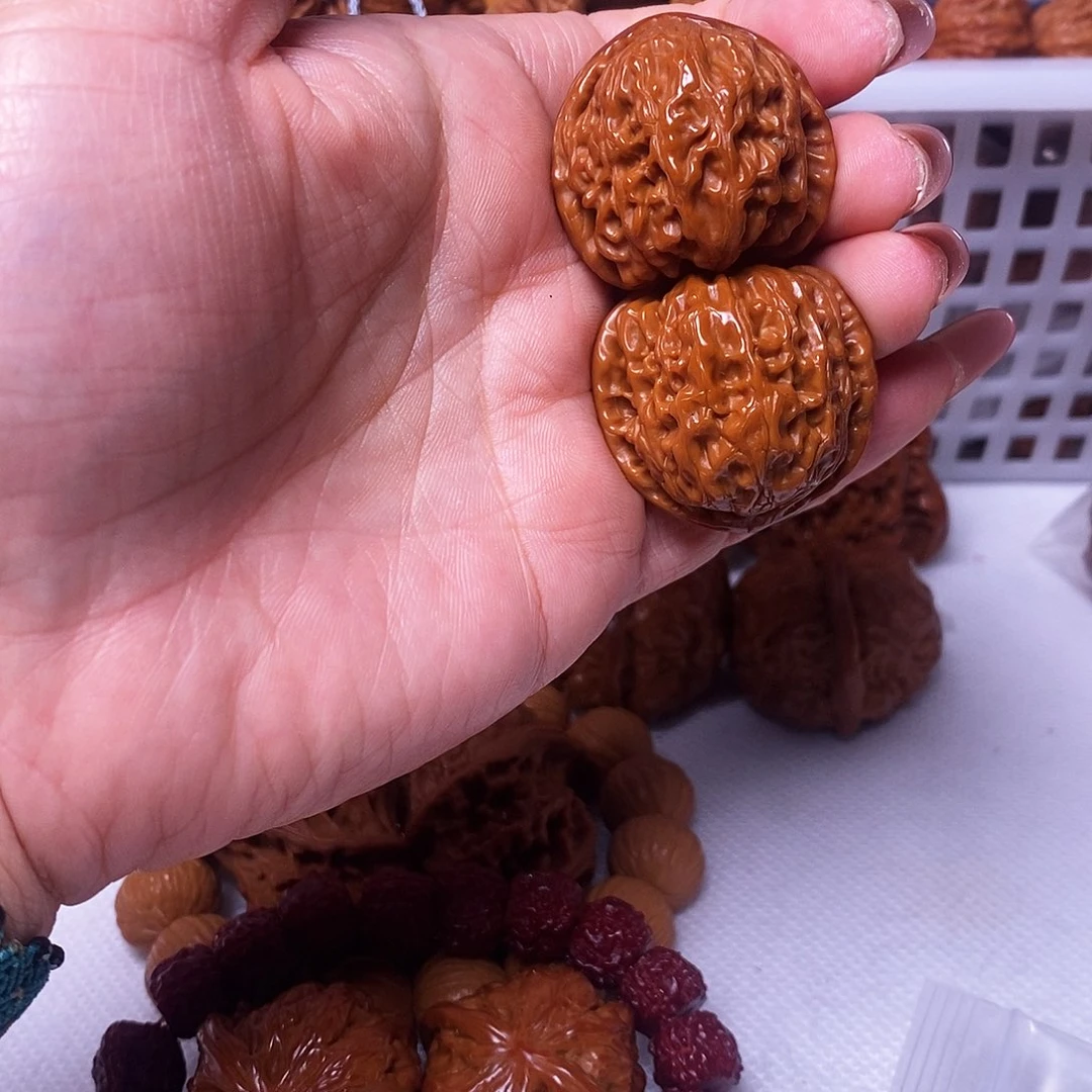 吊坠文玩核桃白狮子33