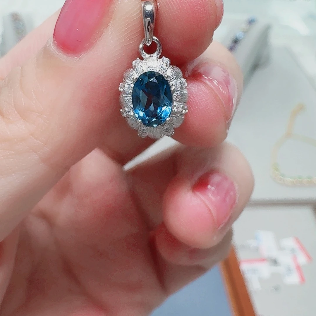 吊坠(不含链)托帕石银S925镶嵌