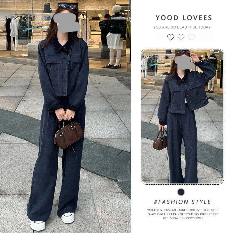 通勤风休闲套装女2025春秋新款今年流行爆款百搭外套阔腿裤两件套