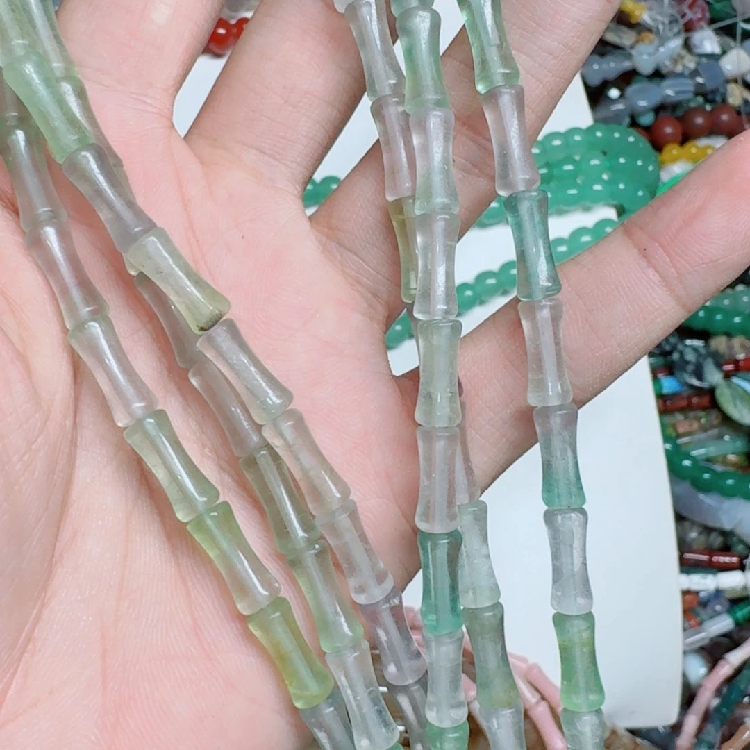 玛瑙/玉髓合金珠宝半成品5*12萤石竹节一条