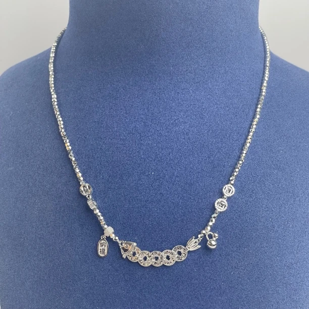 Pt950 五帝币年年有鱼蹦迪珠套链