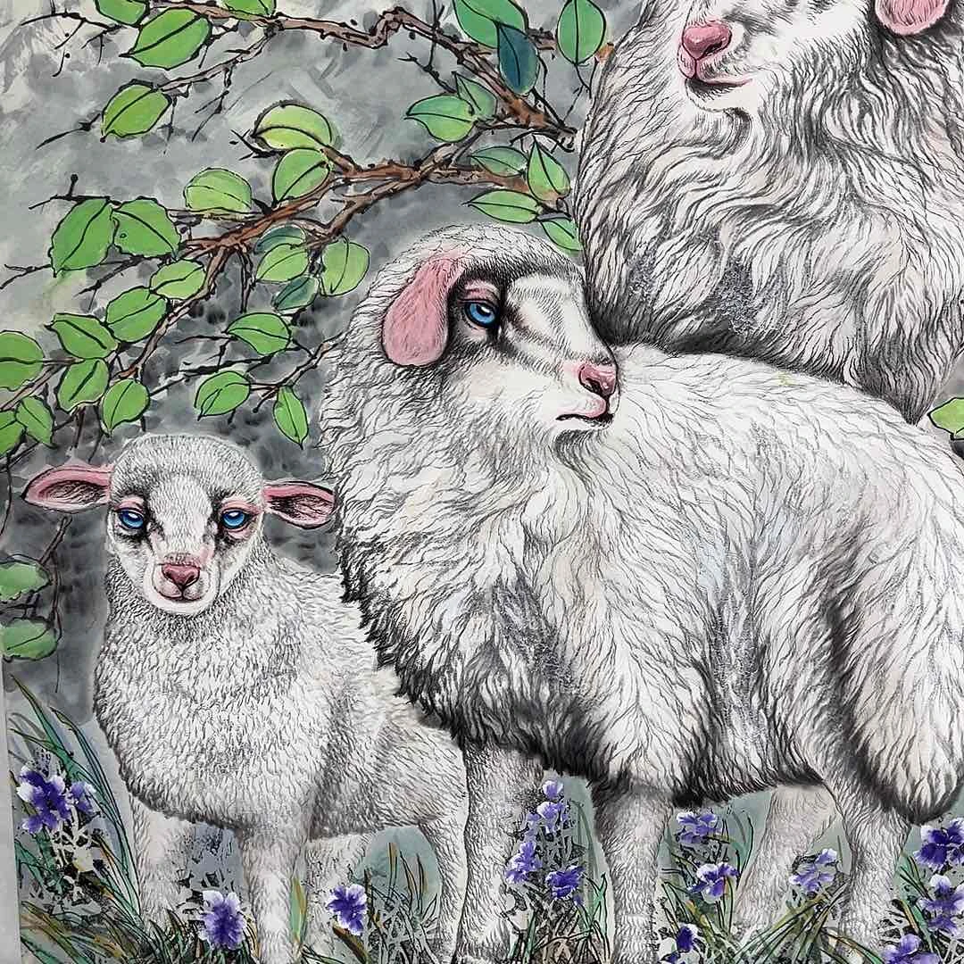 绘画音*韩江书画左进伟三羊