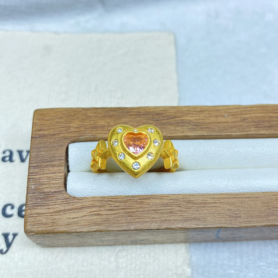 戒指 Z黄色爱心星星开口戒指多样性发货46636