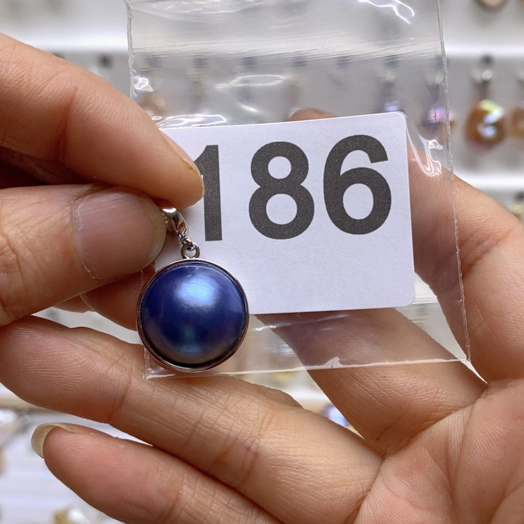 拼合珍珠（马贝珠）颈饰银S925镶嵌微**雨186