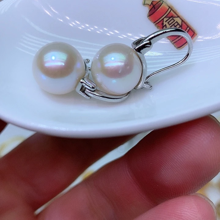 银S925镶嵌耳饰淡水珍珠