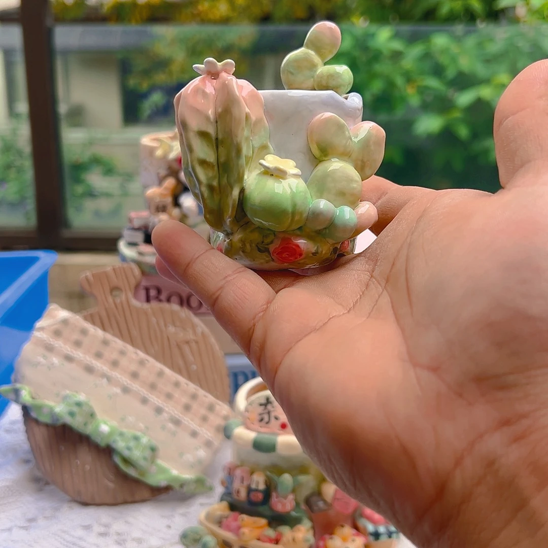 老梧家的手工多肉花盆瑕