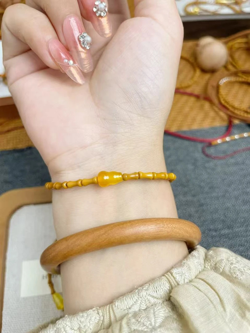 (竹节手串)女士少女风黄葫芦串珠手工编制节节高•辟•挡•护•串珠