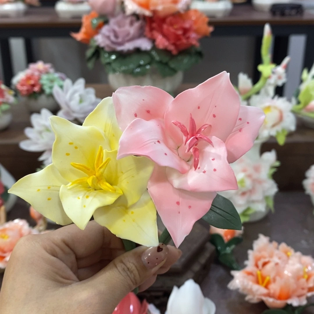 瓷片陶瓷手工花摆件