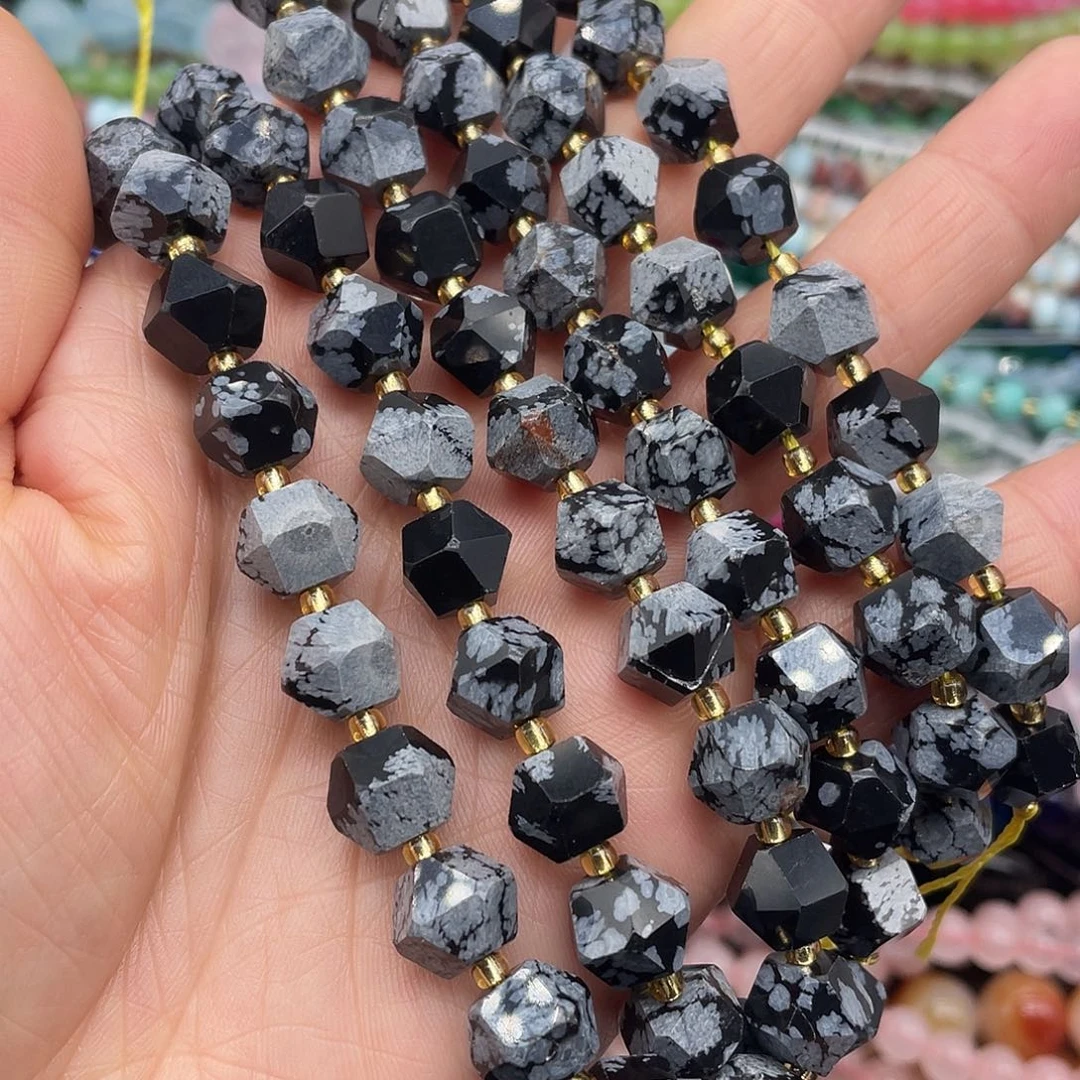 玛瑙/玉髓珠宝半成品未镶嵌雪花石钻切约15mm一条