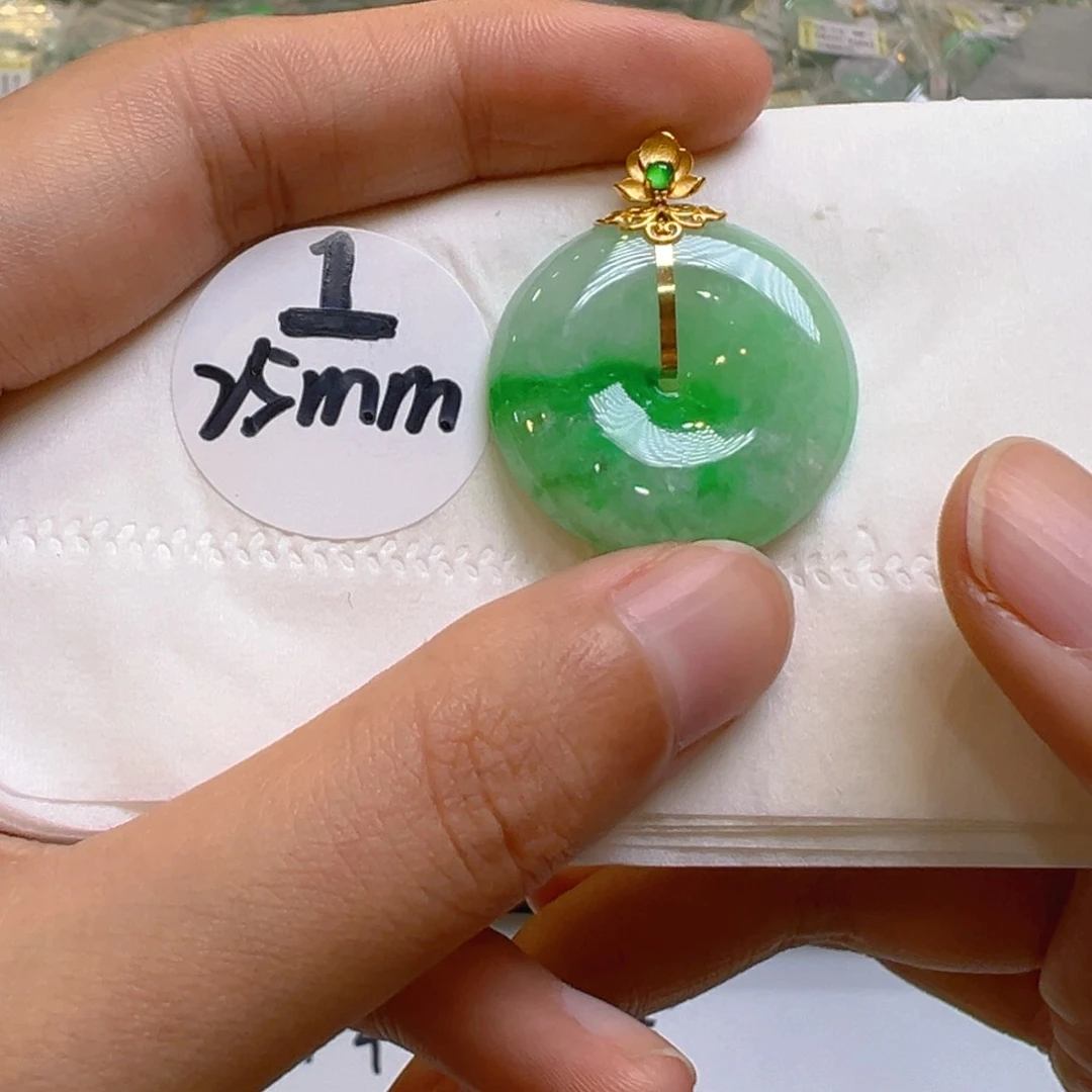 翡翠18K金镶嵌吊坠(不含链)