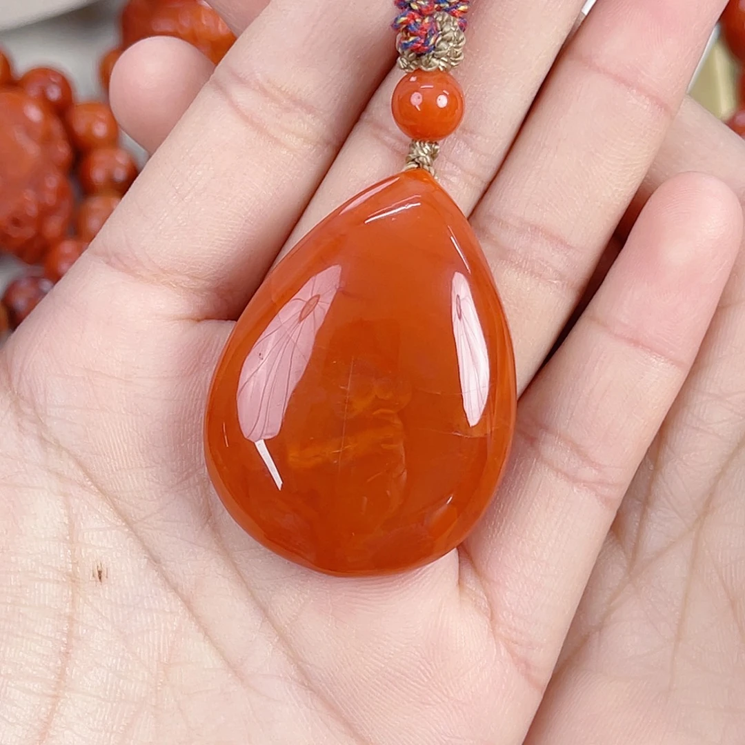 南红玛瑙未镶嵌瓦西柿子红水滴吊坠