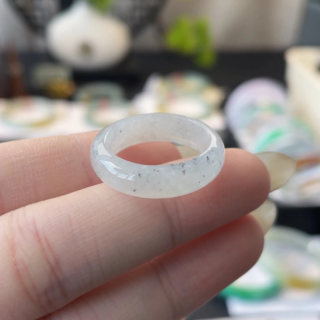 翡翠戒指未镶嵌17冰乌鸡戒指