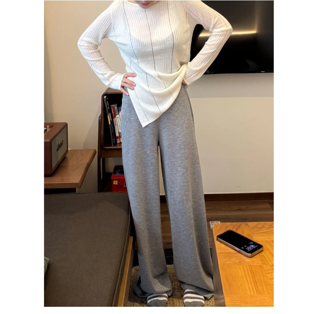 UCUT简刀17361 MAKE IF  新款品牌设计师懒惰显瘦直筒杨毛休闲裤