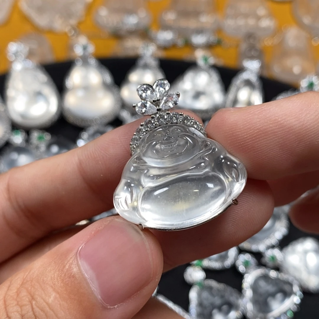 颈饰银S925镶嵌石英质玉佛公