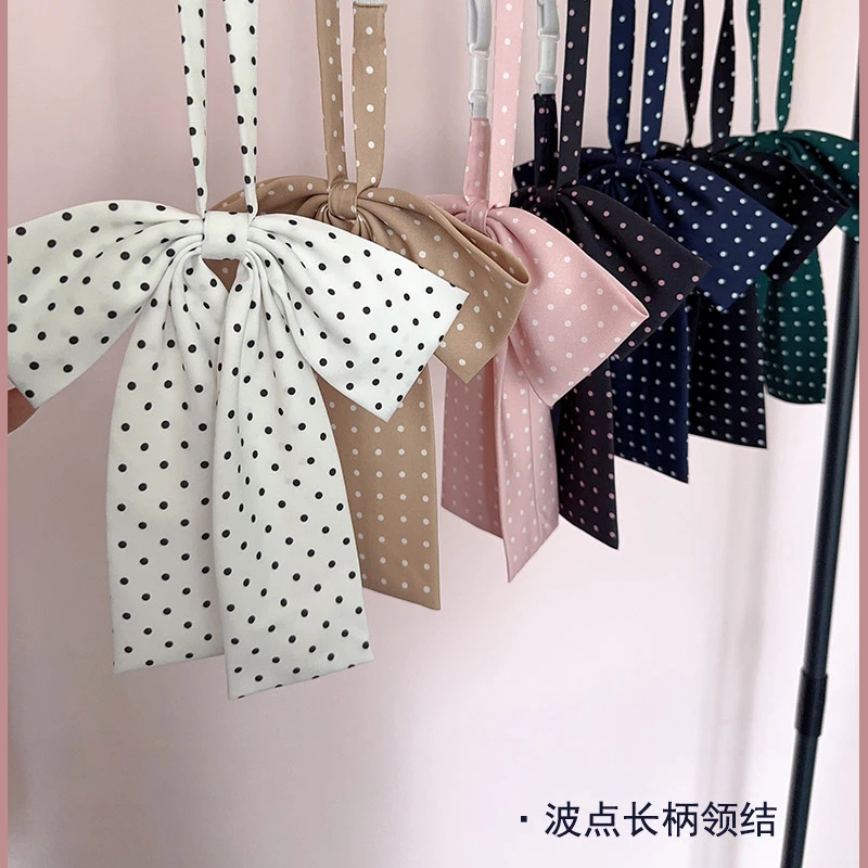 波点大长柄学院风JK百搭可爱配饰青春潮流款领结黑色白色黑白圆点