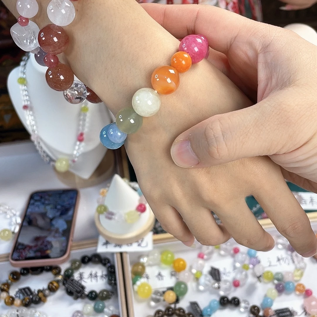 水晶手链银S925镀金镶嵌
