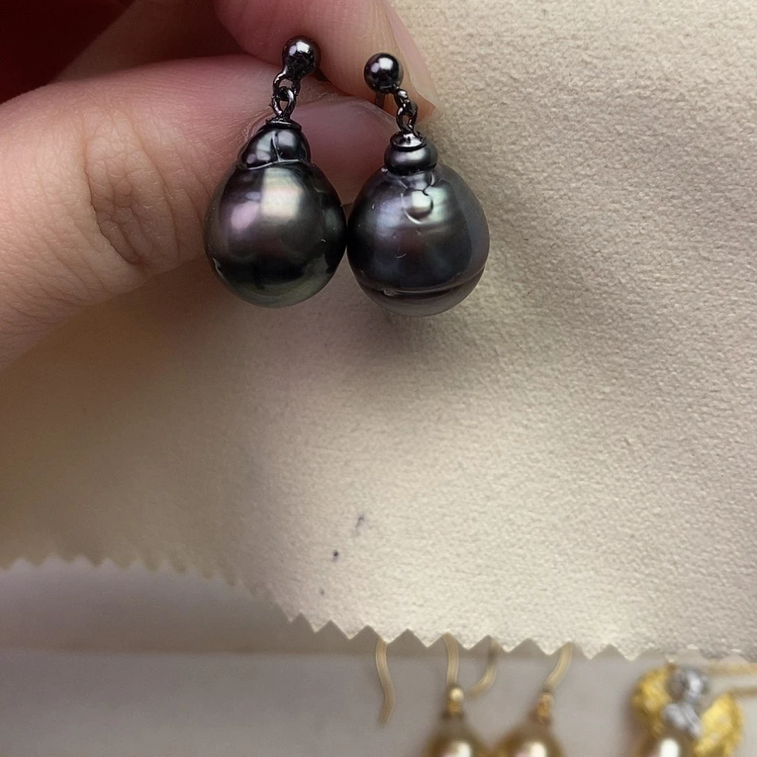 海水珍珠耳饰银S925镶嵌