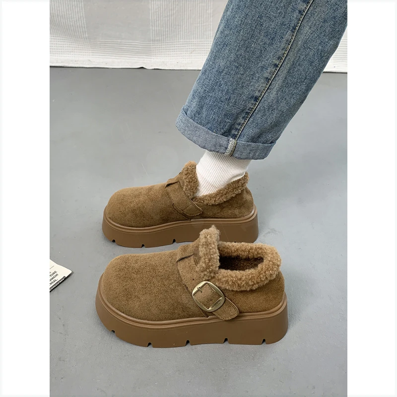 加绒加厚松糕勃肯鞋女2025年冬季新款厚底增高保暖棉鞋防滑雪地靴