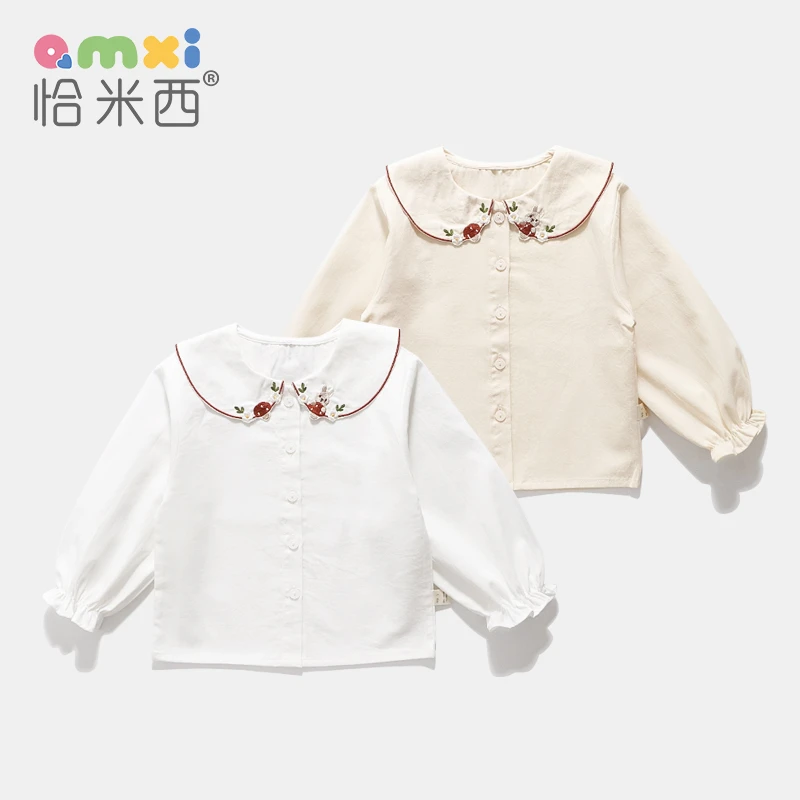 【断码清仓】2025春季女童纯棉衬衫宽松1-2-3岁女宝宝洋气打底衫