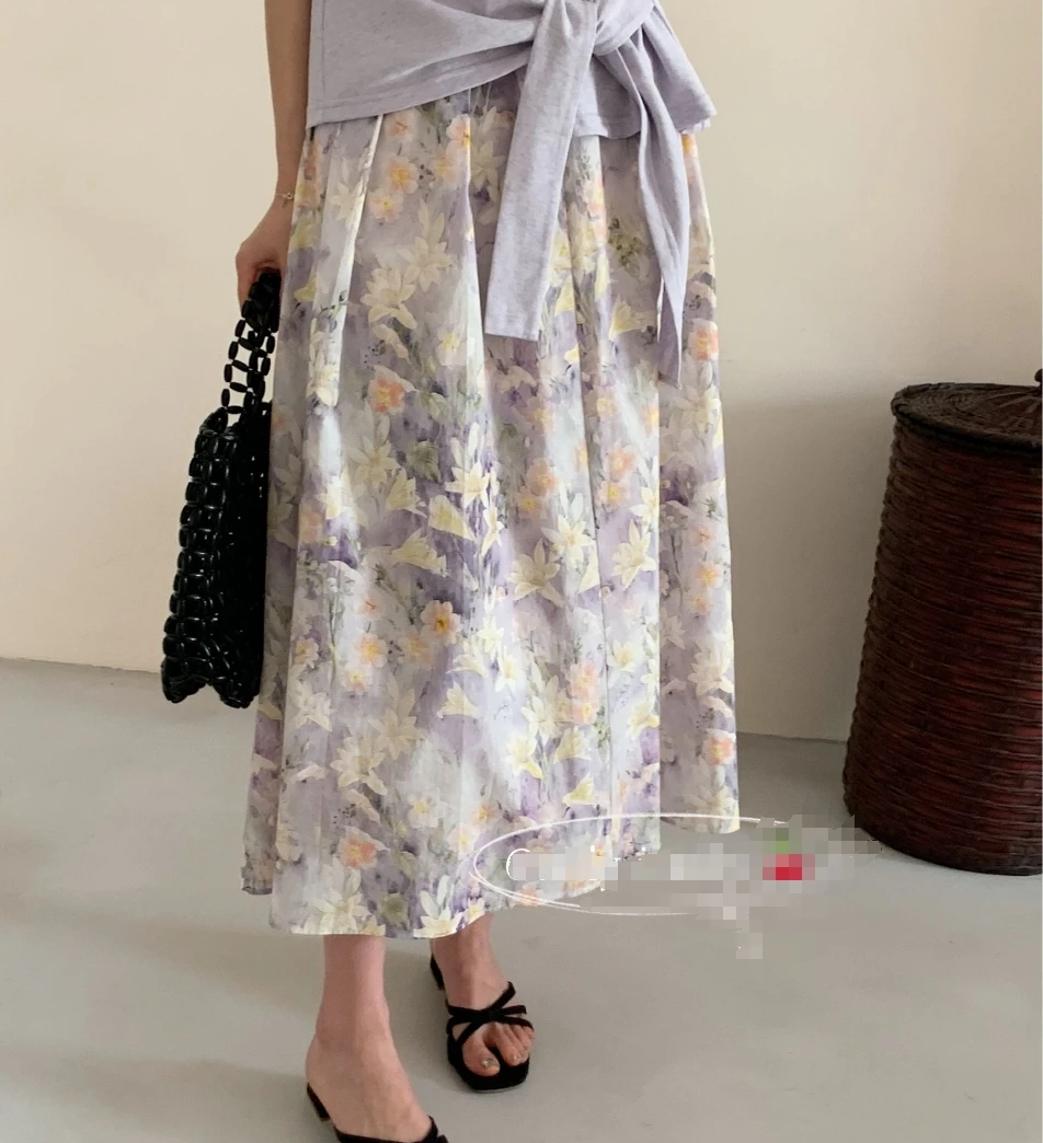 Pada.嘻【繁花似锦】韩系优雅 温柔碎花半身裙 56046 Hi Fortune