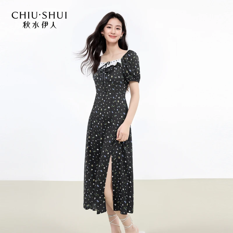 秋水伊人镂空蕾丝花边裙子2025年夏季新款女连衣裙625204A020375