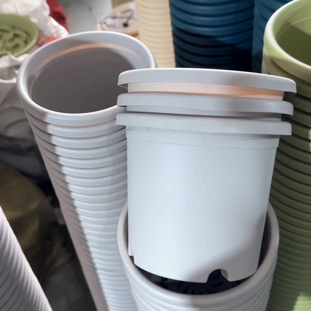 树脂四季盆2#无拖灰白13