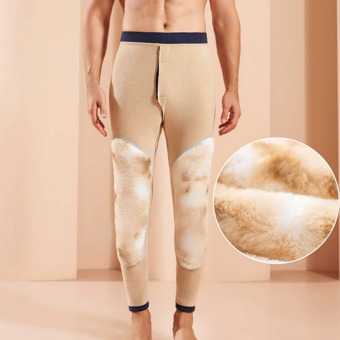 驼绒裤男女士秋冬季加厚内穿防寒高腰保暖裤男女同款护膝款