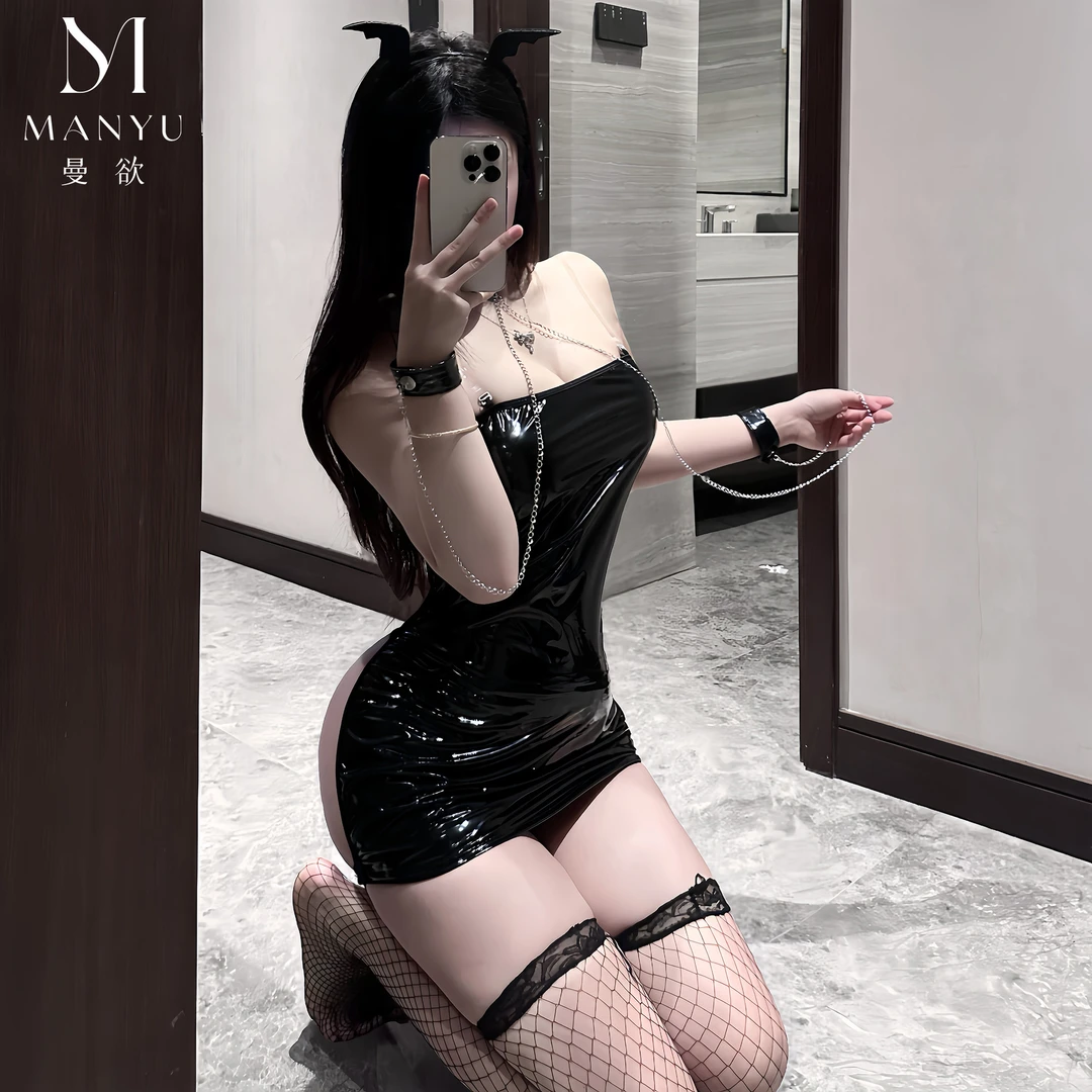 新款内衣漆皮紧身角色扮演皮衣束缚游戏制服性感睡裙情侣战袍