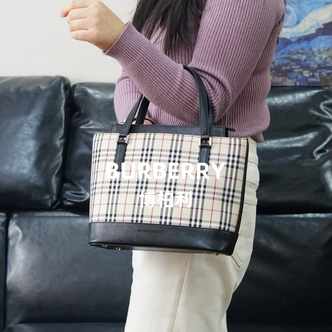 95新 BURBERRY/博柏利 巴宝莉 格纹手提包/JJ01807535/7535