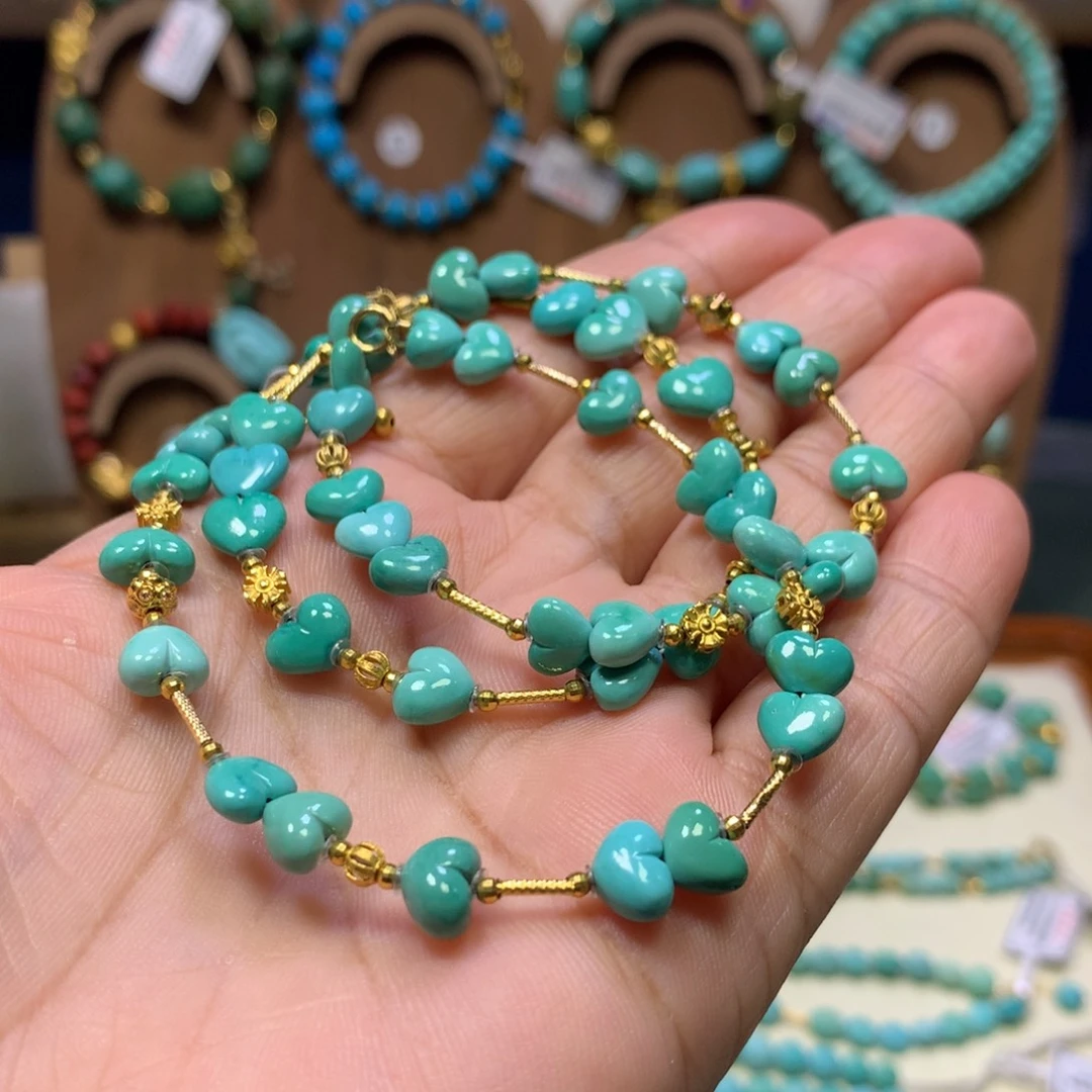 绿松石18K金镶嵌锁骨