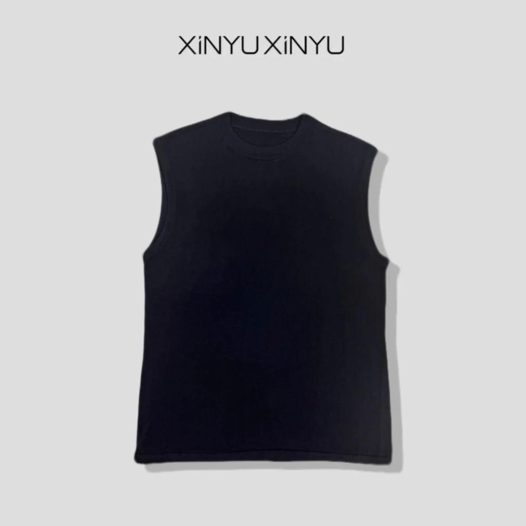 XINYU/芯与『斑斓』100美丽诺羊毛扬子纱圆领针织背心 36113 时尚
