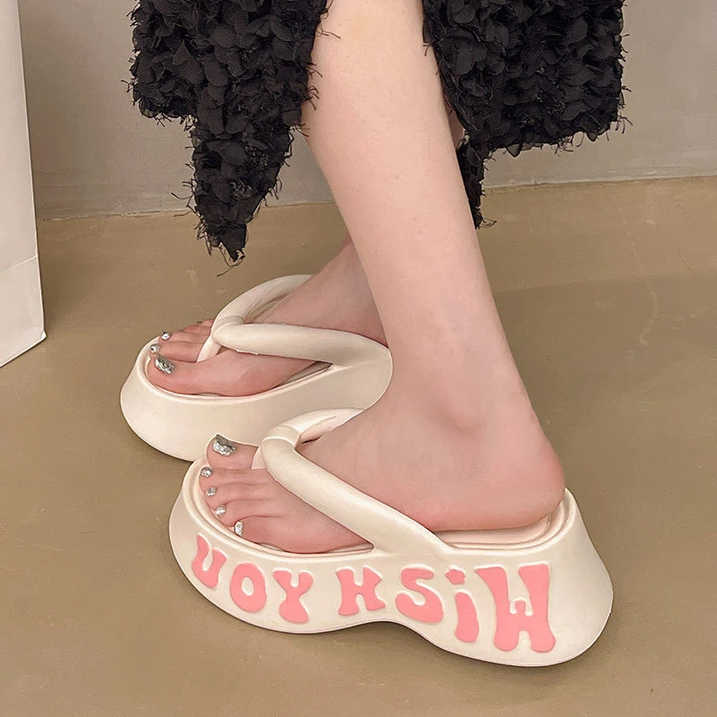 6.0cm人字拖女夏季外穿休闲海边Eva厚底夹脚沙滩夹脚网红凉拖鞋