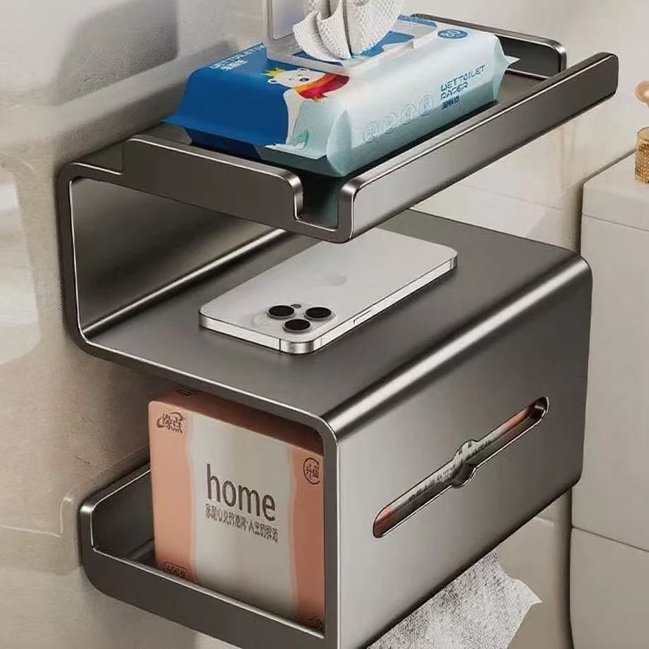 壁挂卫生间浴室免打孔防潮多功能纸巾架纸巾盒湿厕纸卷纸架