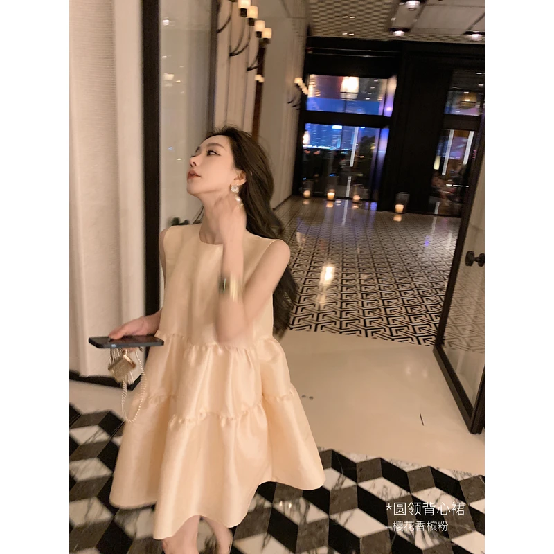 Lilylikes“生日裙2.0”定制缎面篙级光泽立体蓬蓬圆领背心连衣裙