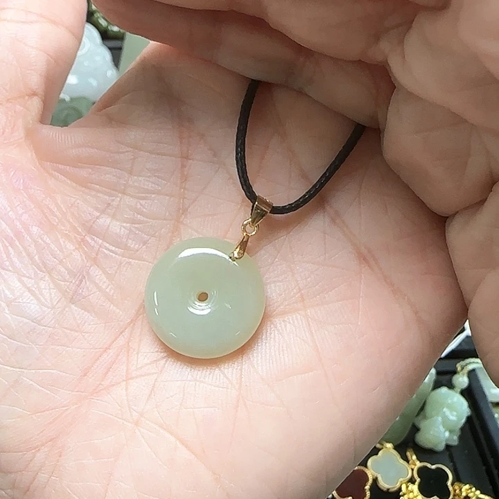 和田玉银S925镶嵌吊坠(不含链)